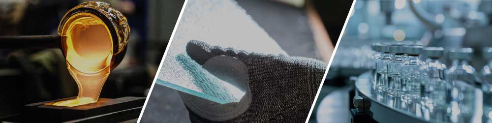 Work gloves for the glass industry