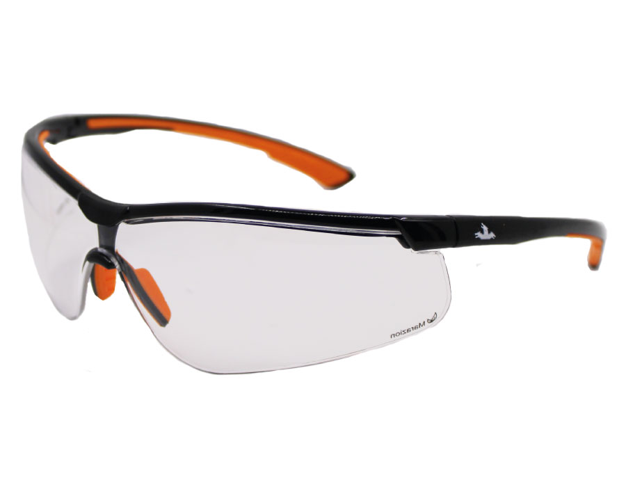 Marazion, Black Frame and Temples, Orange TPR, Clear Lens with UV Cured Anti-Mist Coating