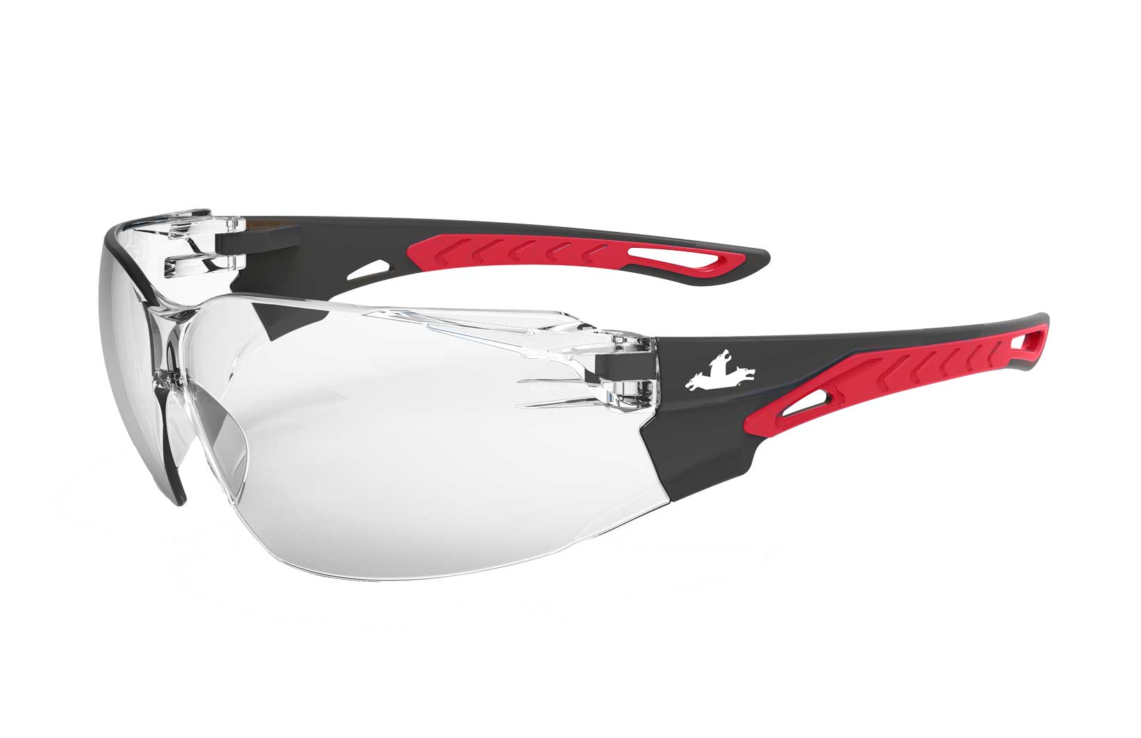 Sennen, Black Frame and Temples, Red TPR, Clear lens with UV Cured Anti-Mist Coating